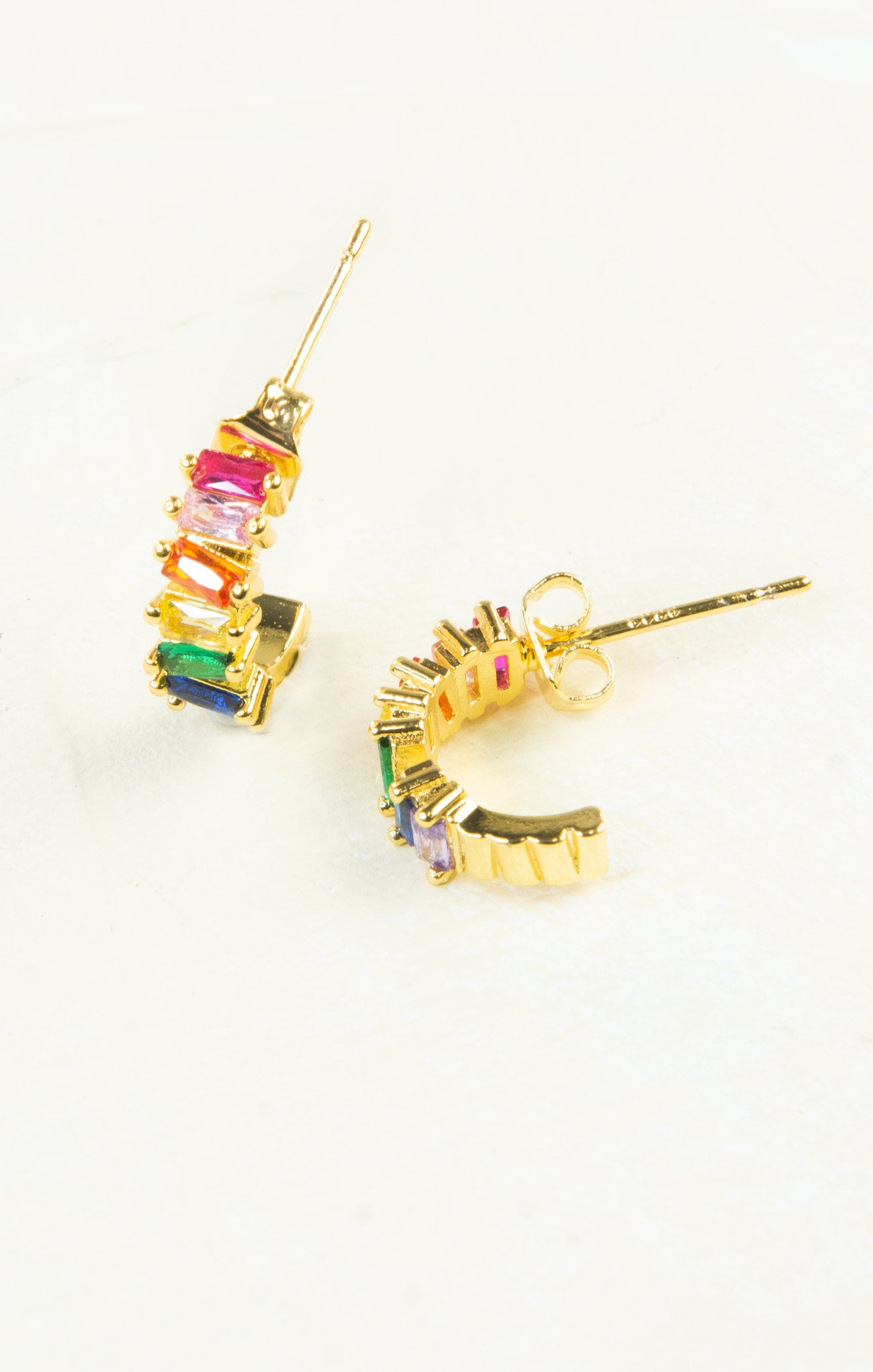 Rainbow Glitz Hoop Earrings for Women - Sparkling Colorful Dangle Hoop Earrings for Party, Wedding & Everyday Wear | Trendy Fashion Jewelry Gift