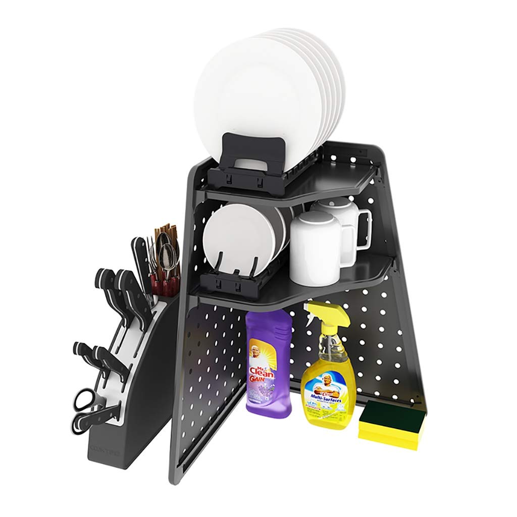 3-Tier Stainless Steel Dish Drying Rack with Plate & Bowl Holder | Space-Saving Kitchen Organizer with Utensil & Knife Storage | Perfect for Small Kitchens, Countertops & Dish Drainage