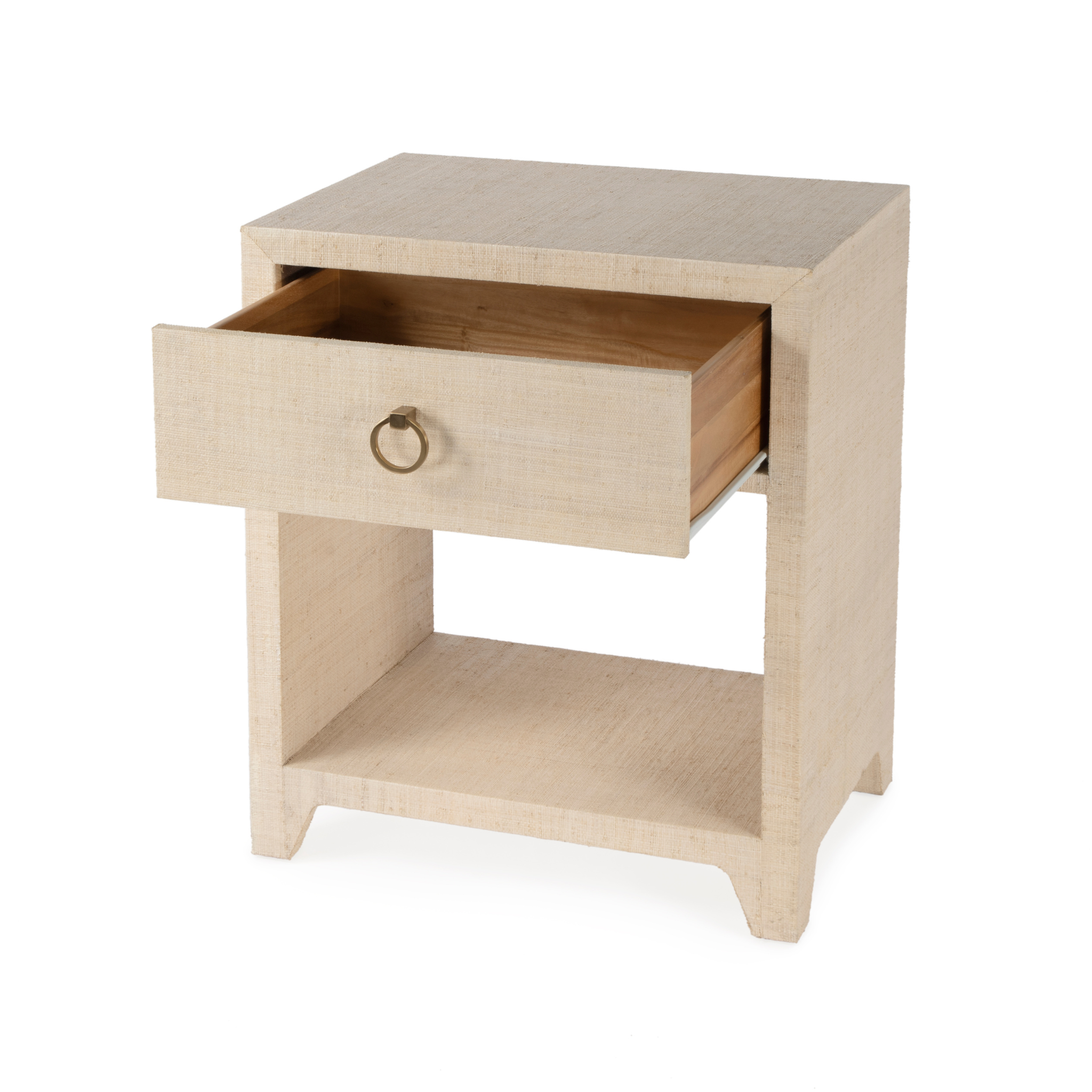 Coastal Natural Saguran Raffia Single Drawer Nightstand - Stylish Bedside Table for Bedroom, Living Room & Guest Room - Perfect for Storage & Home Decor