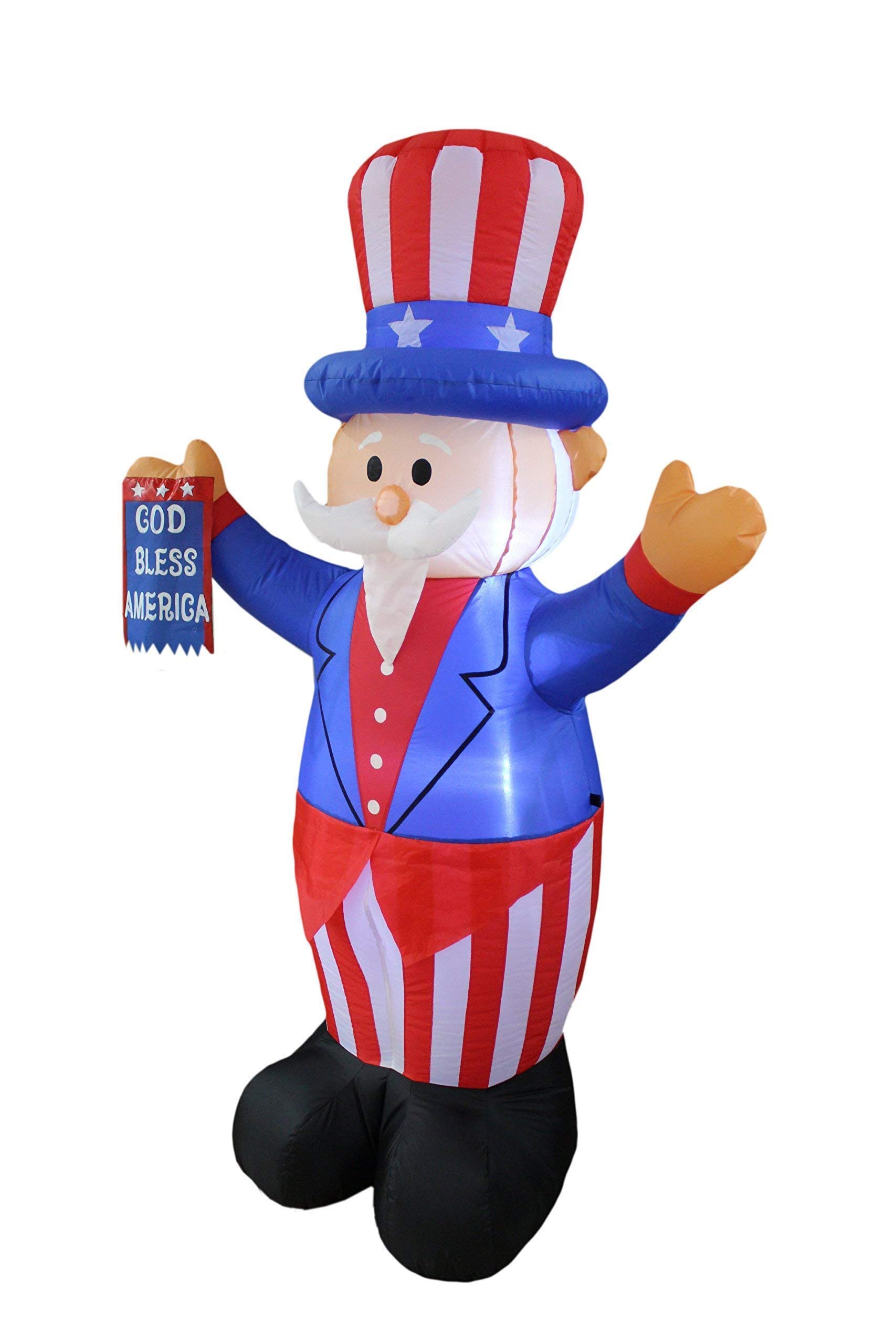 Patriotic Party Decorations Bundle - 6FT Inflatable Uncle Sam on Rocket Ship & 6FT Inflatable Uncle Sam with God Bless America Flag - Perfect for 4th of July, Memorial Day, Veterans Day & Independence Day Celebrations