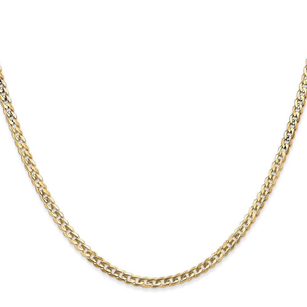 14K Gold 3mm Open Concave Curb Chain Necklace for Women - Elegant Layering Piece for Everyday Wear & Special Occasions