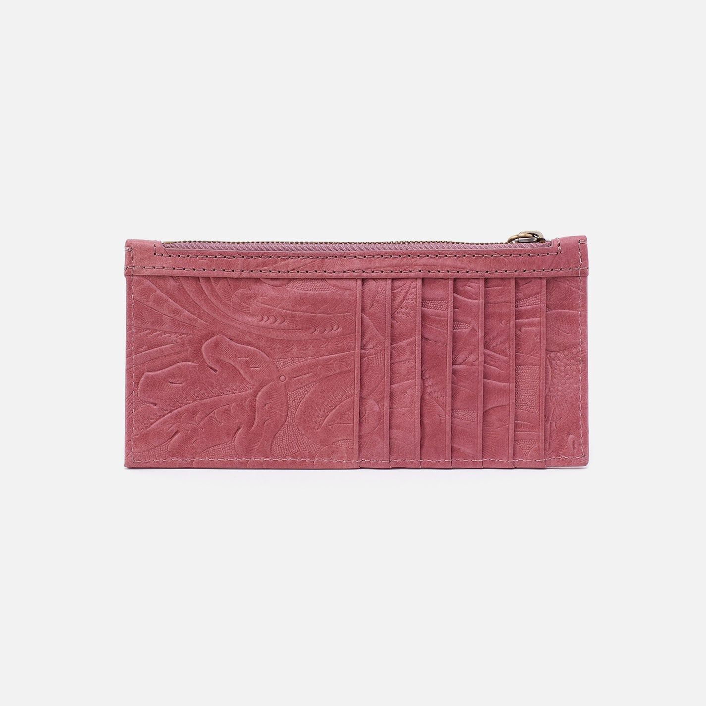 Handmade Mauve Embossed Leather Card Holder - RFID Blocking Slim Wallet for Men & Women - Perfect for Travel, Business & Everyday Use