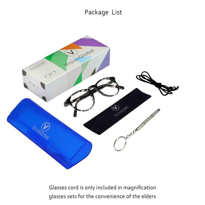 VisionGlobal Blue Light Blocking Glasses for Women & Men - Anti Eyestrain Computer Reading Glasses with Anti Glare - Perfect for Office Work, Gaming & Screen Time