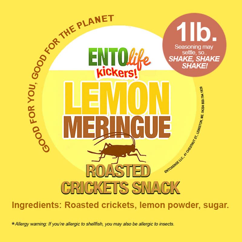 Crunchy Lemon Meringue Flavored Edible Cricket Protein Snacks - 1 Pound Bag of Farm-Raised Crickets for Human Consumption | High-Protein Keto & Paleo Diet Friendly | Perfect for Hiking, Camping & Survival Food