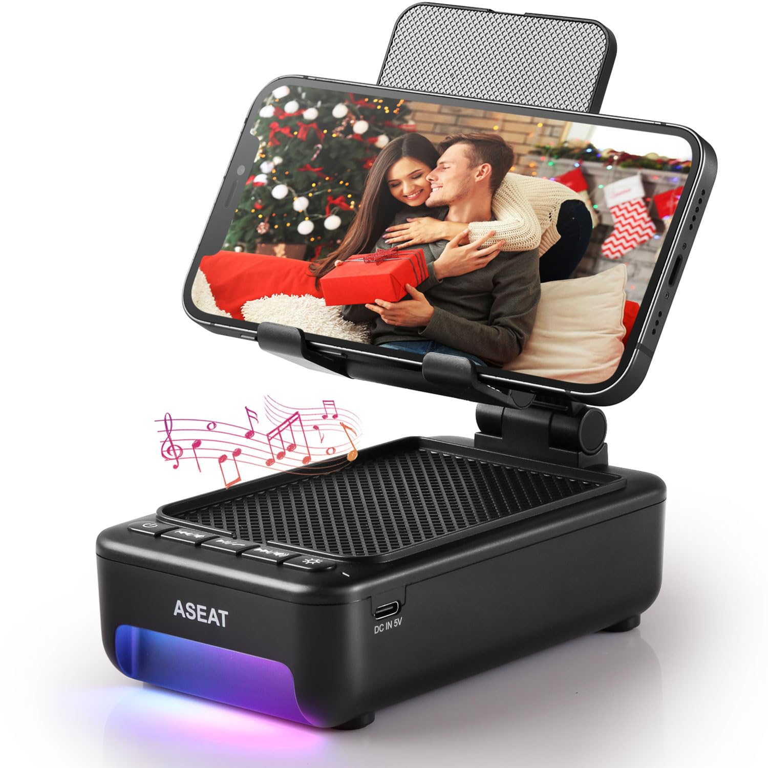 Wireless Bluetooth Speaker with LED Color Changing Lights & Phone Stand - Unique Birthday Gifts for Men, Women, Dad, Husband - Perfect for Home, Office, Travel & Party Use