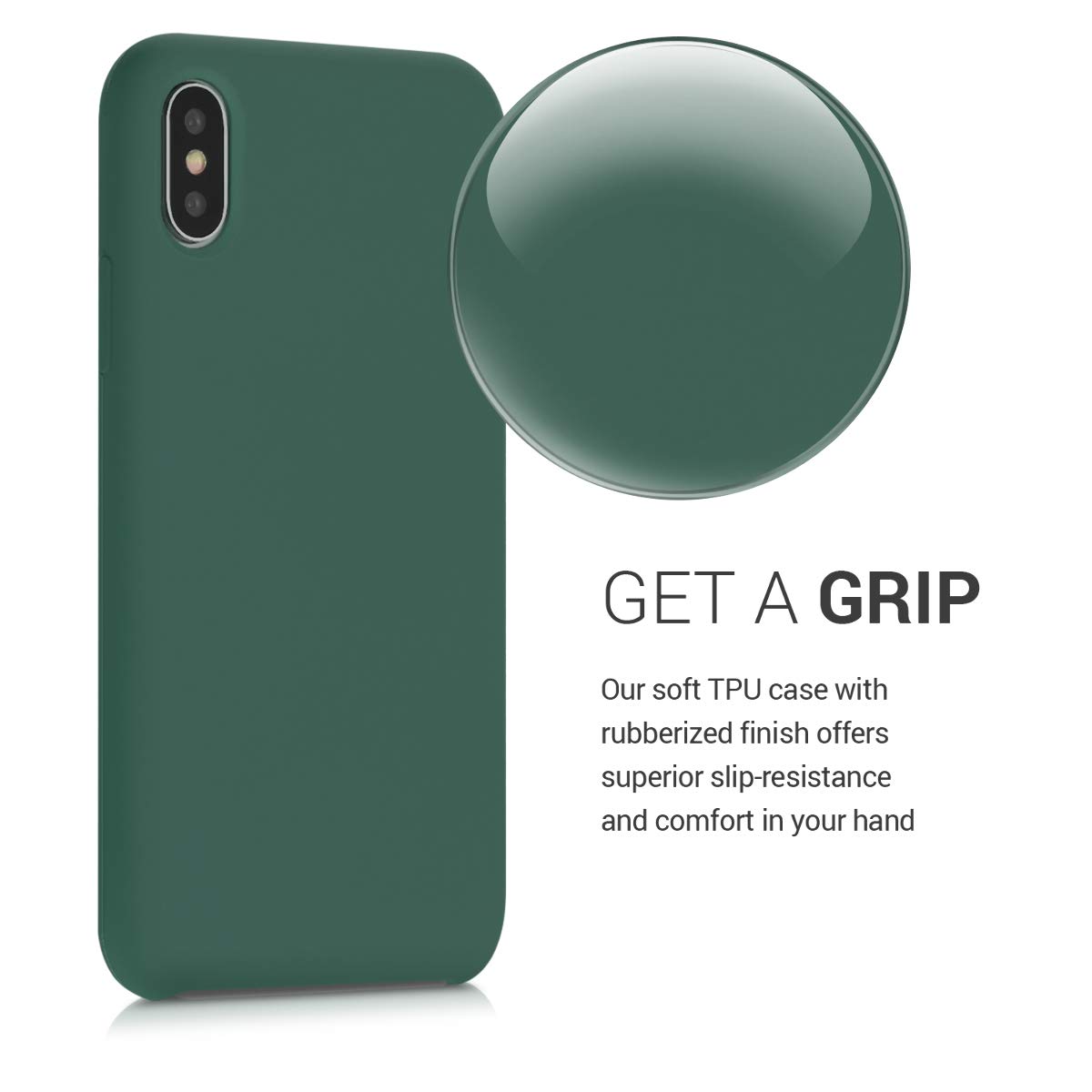 kwmobile TPU Silicone Phone Case for Apple iPhone X - Soft Protective Cover in Forest Green - Perfect for Everyday Use, Travel & Outdoor Activities