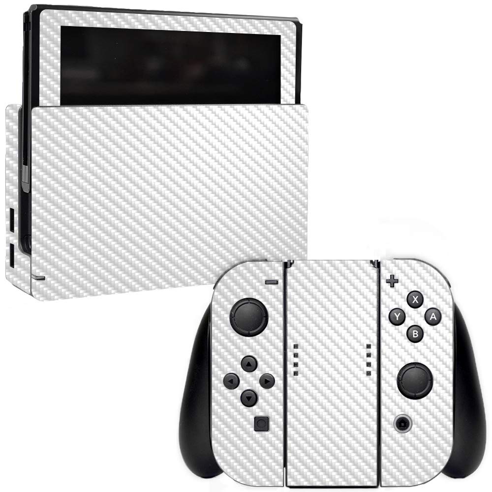 Premium Carbon Fiber Skin for Nintendo Switch - Solid White | Protective & Durable Textured Cover | Easy to Apply & Remove | USA-Made | Perfect for Gaming, Travel & Customization