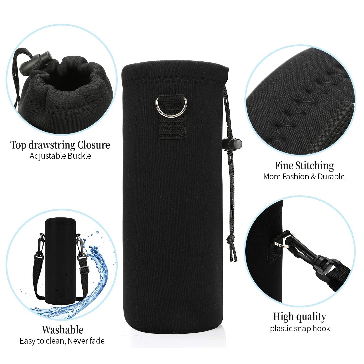 **Amary 750ML Insulated Neoprene Water Bottle Carrier Bag with Adjustable Shoulder Strap – Keeps Drinks Cold/Hot – Fits Stainless Steel, Glass & Plastic Bottles (24OZ) – Perfect for Hiking, Gym & Travel (Dragon Design)**