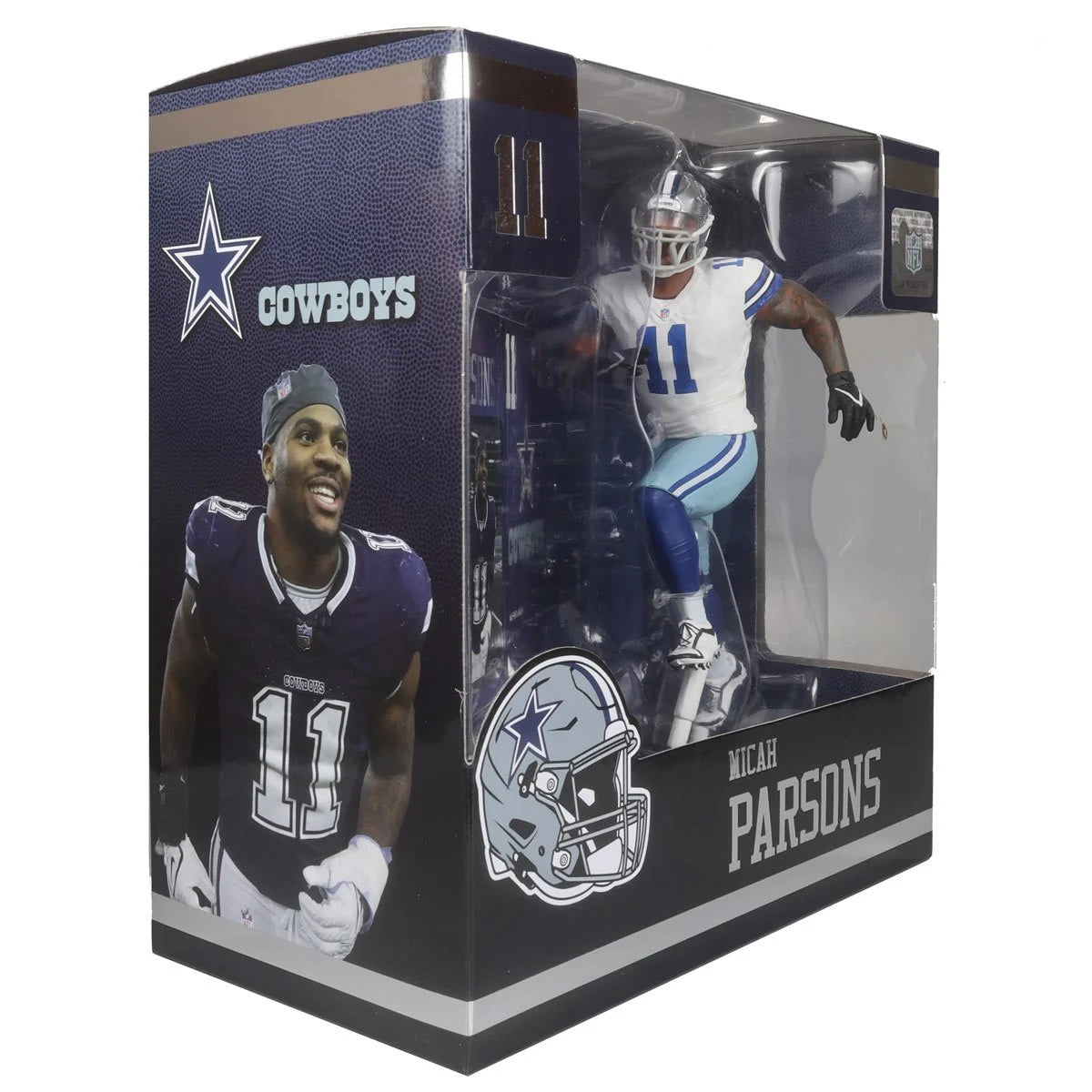 Micah Parsons Dallas Cowboys NFL White Jersey 2024 Posed Action Figure - Perfect for Game Day Decor, Sports Memorabilia Collection & Football Fan Gifts
