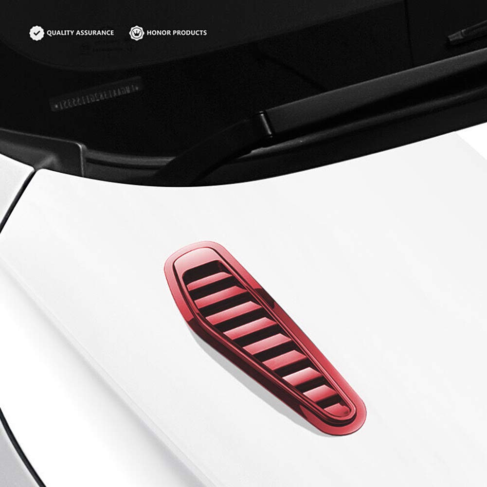 2PCS Universal Car Turbo Bonnet Vent Scoop Cover - High Airflow Intake Hood Decoration for All Cars & SUVs (Red) | Enhances Engine Cooling & Adds Sporty Style to Your Vehicle
