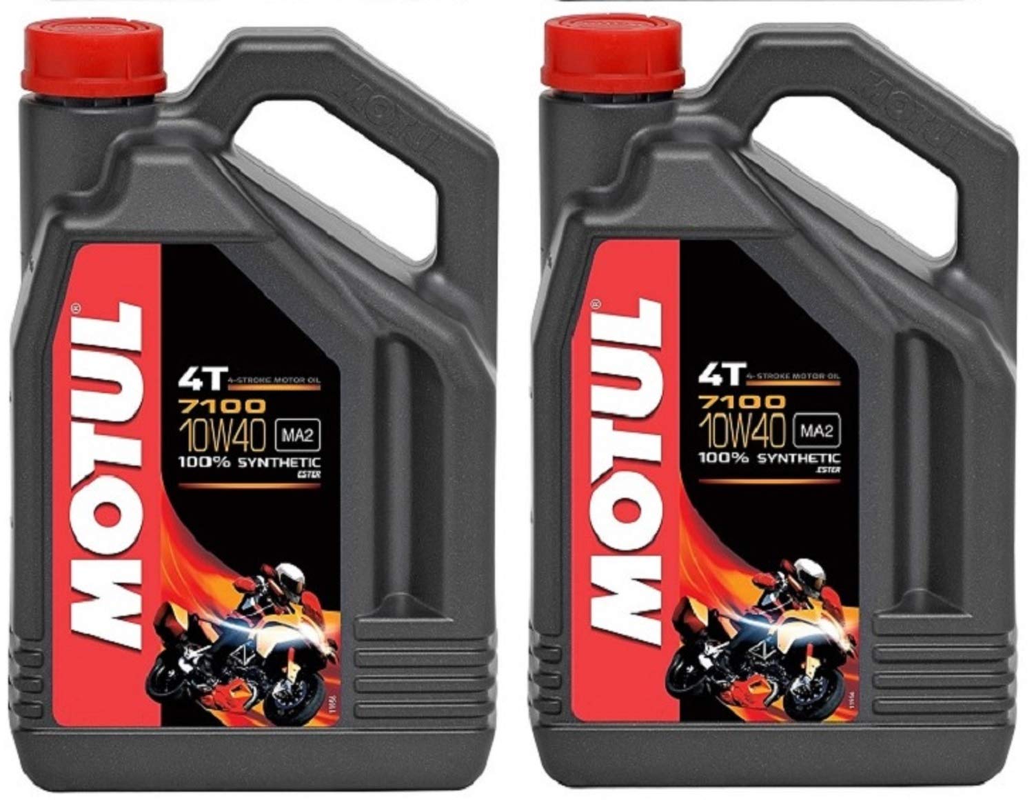 Motul 7100 4T 10W-40 Synthetic Motor Oil - 2 Pack (1 Gallon Each) for High-Performance Motorcycles, Dirt Bikes & ATVs - Premium Engine Protection for Racing & Street Riding