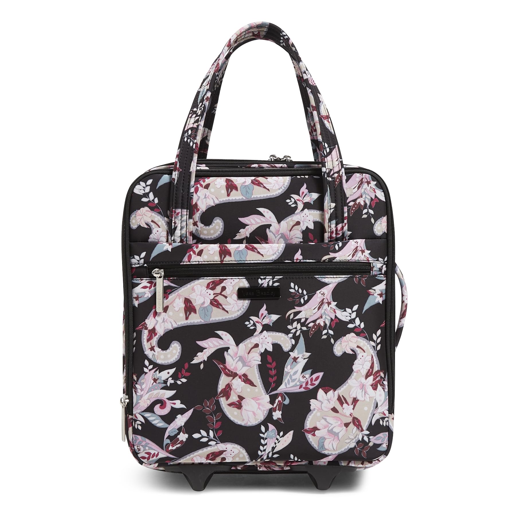 Vera Bradley Women's Softside Underseat Rolling Work Bag Luggage - Botanical Paisley Print, Compact Carry-On Travel Tote for Business Trips & Airplane Use