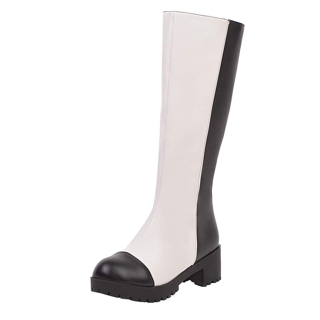 Women's Vintage Round Toe Zipper Boots - Mixed Heels & Colors, Size 11 - Fashionable Rubber Boots for Casual Outings, Fall/Winter Style & Outdoor Adventures