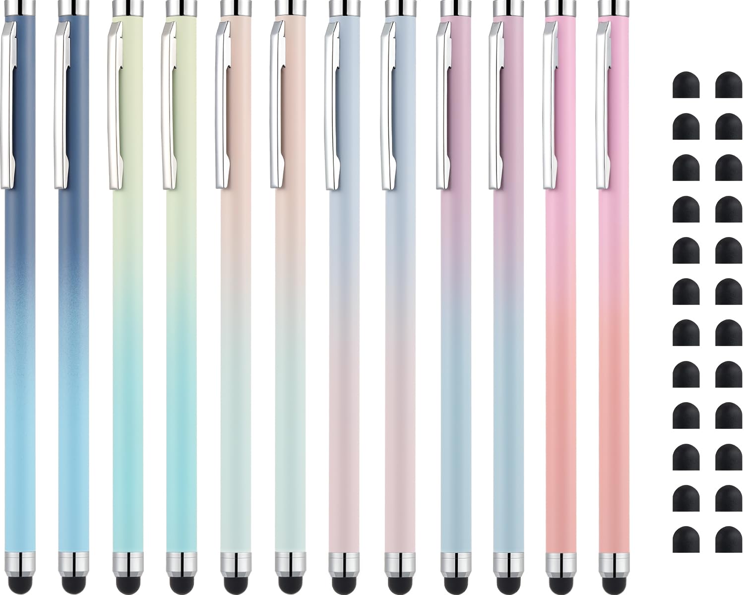 12 Pack High Sensitivity Stylus Pens for iPad & iPhone - Precision Capacitive Touch Screen Stylus with 24 Replacement Tips - Perfect for Drawing, Note-Taking & All Touch Screen Devices