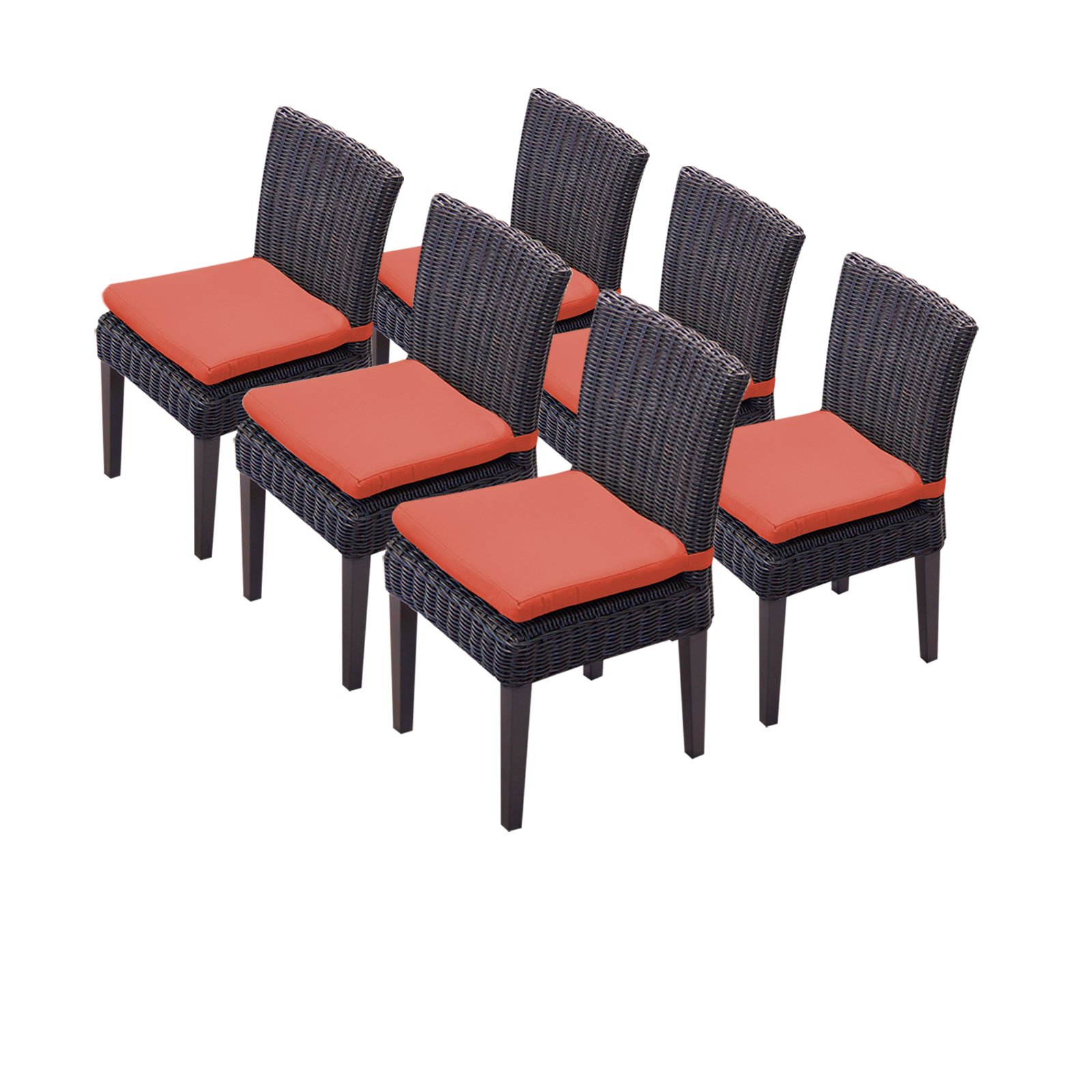 TK Classics Venice Patio Dining Side Chairs - Set of 6 Orange Outdoor Bistro Chairs for Garden, Poolside, Restaurant & Backyard Dining