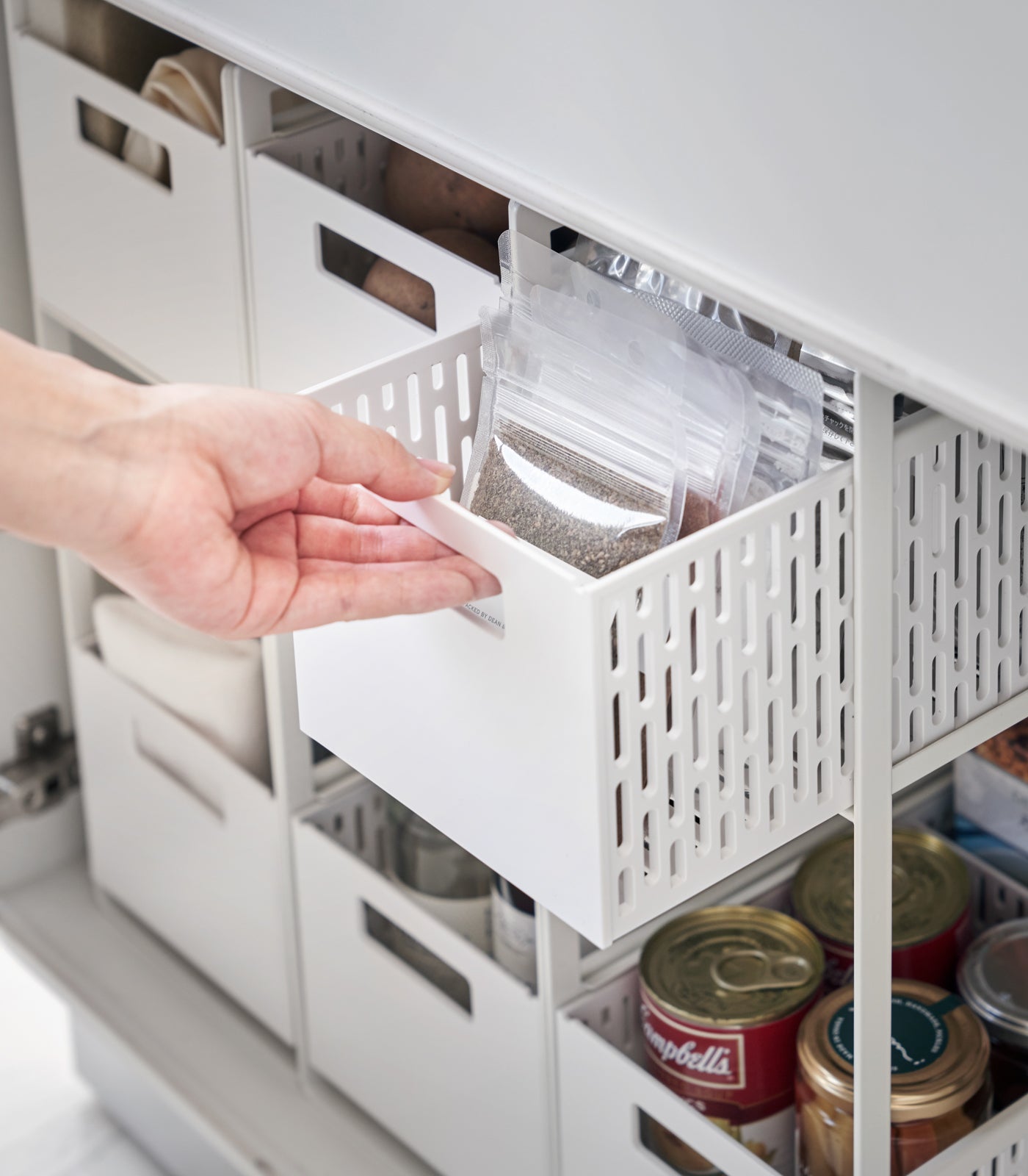 2-Tier Cabinet Storage Basket Organizer - Space Saving Kitchen & Bathroom Storage Solution for Towels, Spices & More