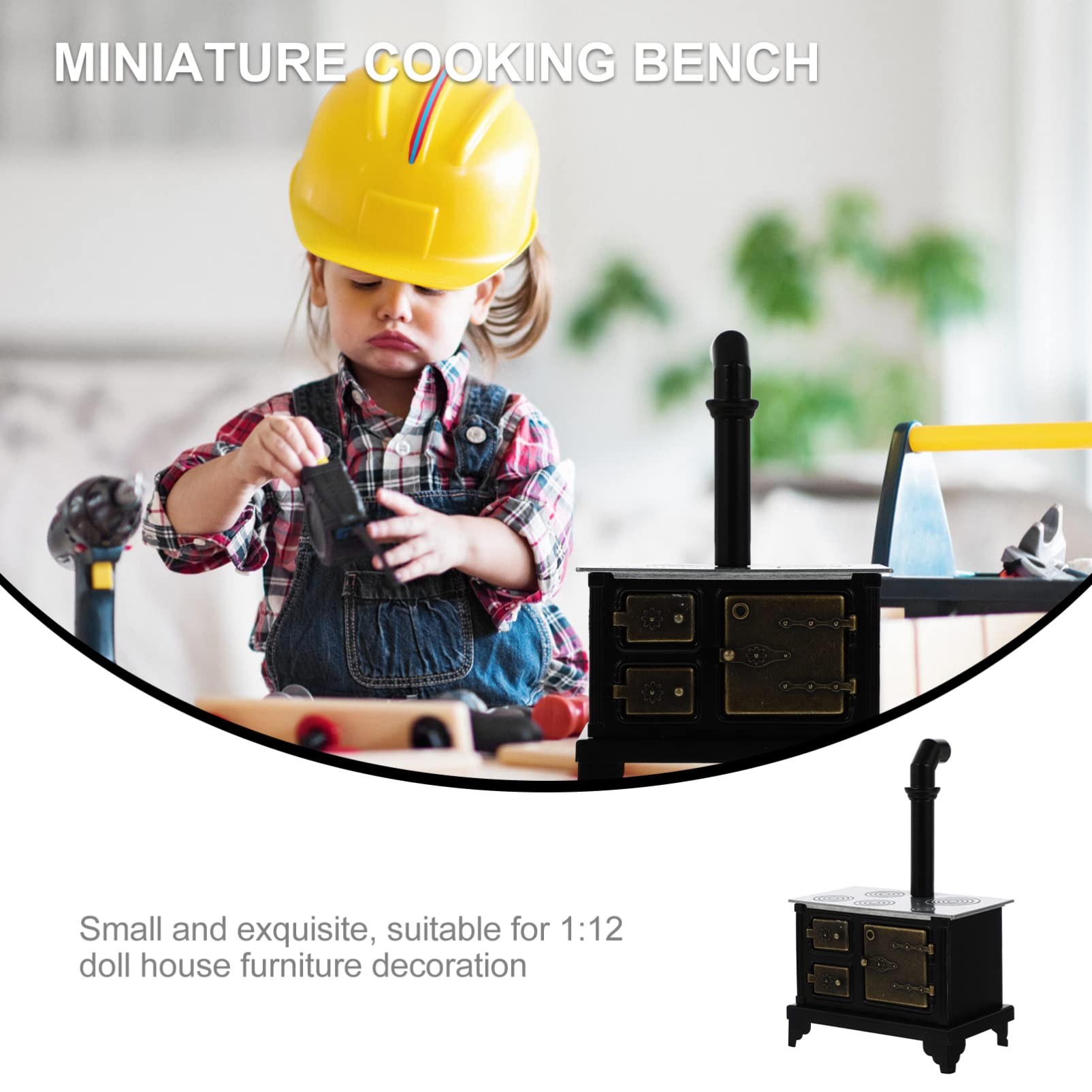 Miniature Dollhouse Kitchen Accessories - Cast Iron Long Chimney Old Range Cooker Stove Model - 15.5x10cm Mini Furniture for Dollhouse DIY & Collectibles - Perfect for Dollhouse Decor, Miniature Displays, and Model Train Scenes