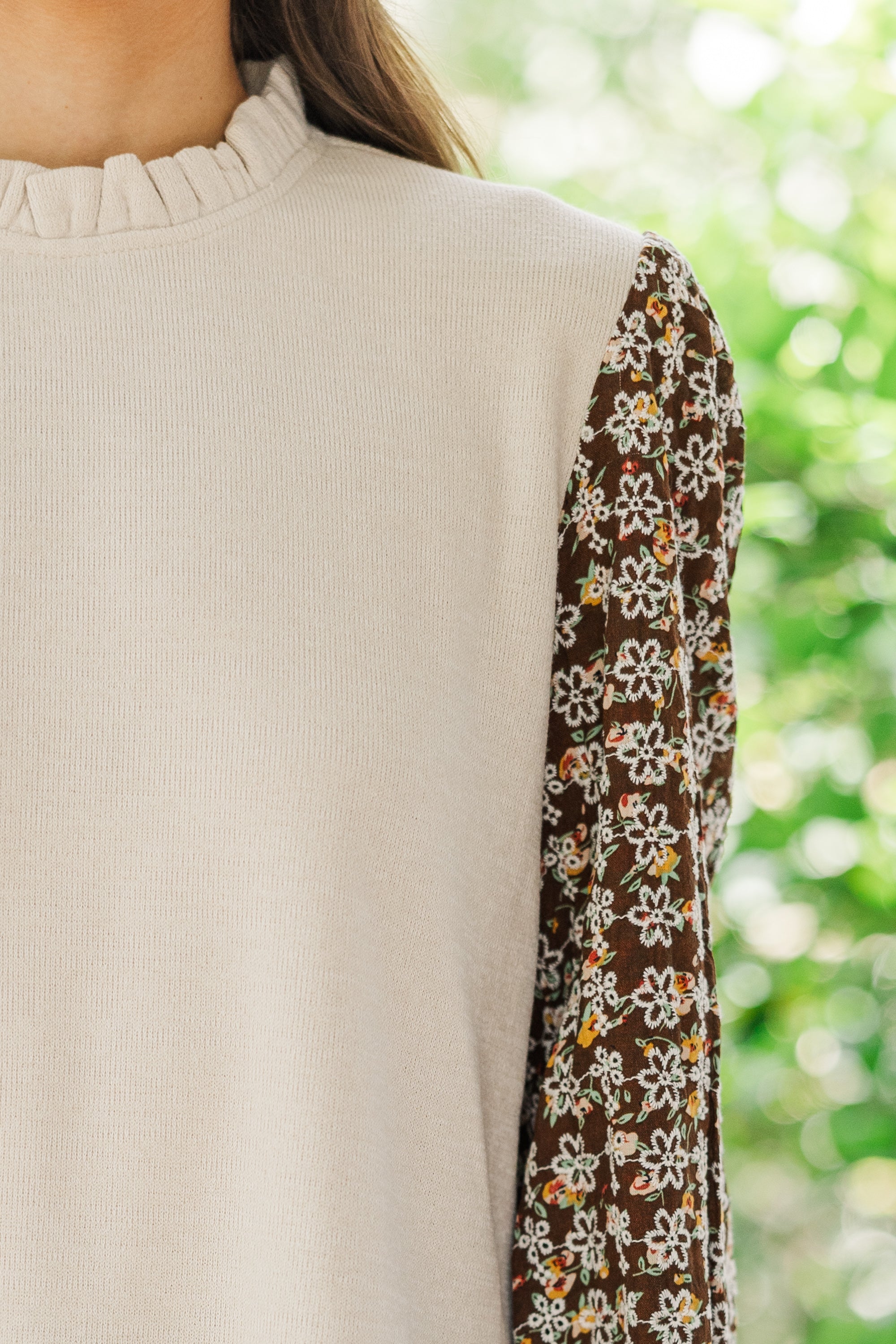 Happy Cream Embroidered Blouse for Women - Elegant Floral Embroidered Top for Spring Summer Casual Wear, Office & Date Night Outfits
