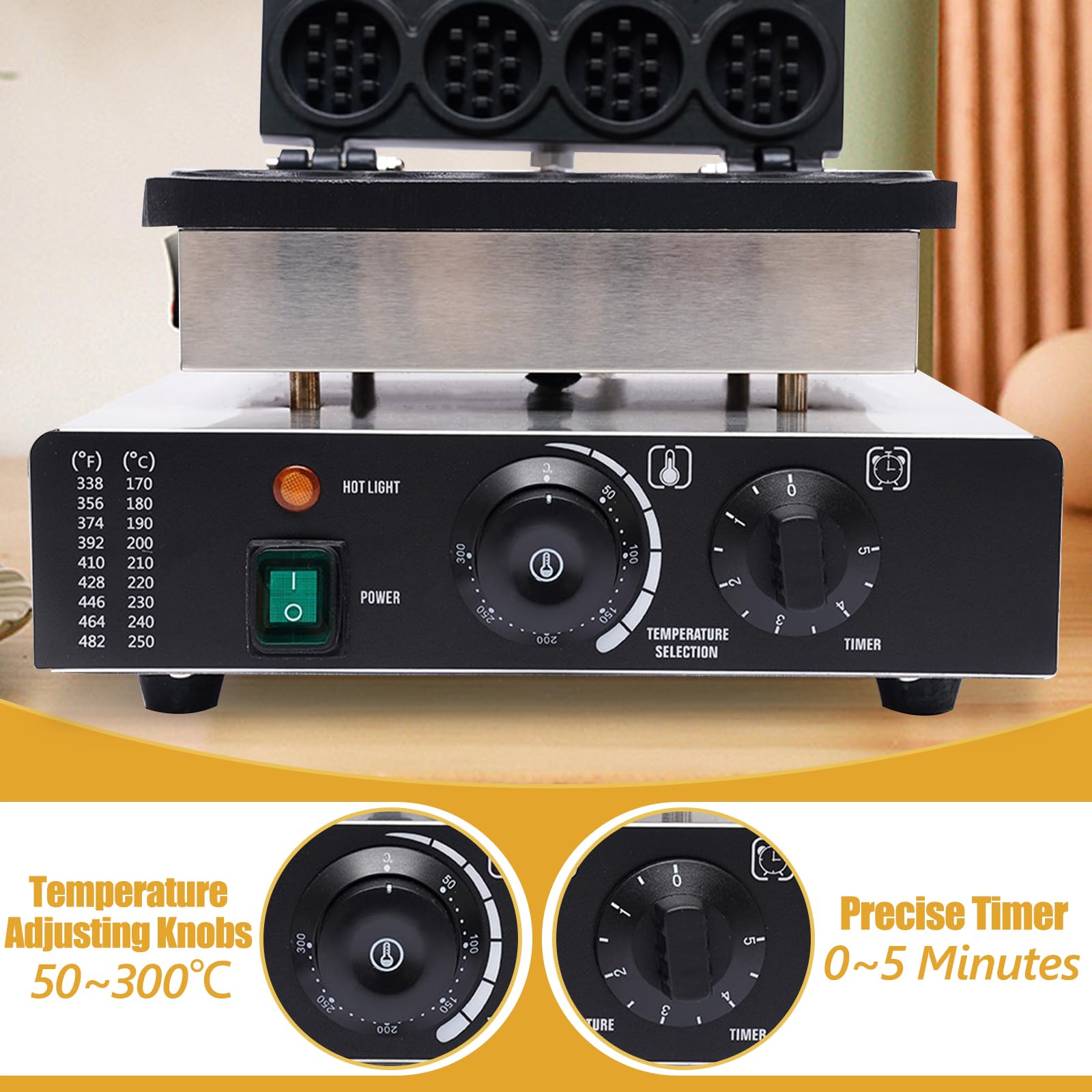 Commercial Belgian Waffle Maker - 1750W Nonstick Electric Waffle Iron with Time & Temperature Control, 16 Mini Round Waffles, 110V Stainless Steel for Restaurants, Cafes & Home Breakfast - Perfect for Waffle Bars, Brunch Parties & Quick Snacks
