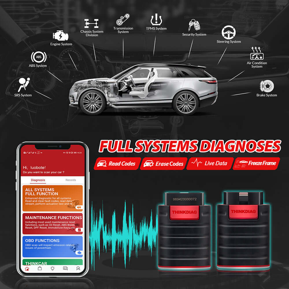 THINKCAR ThinkDiag Bluetooth OBD2 Scanner - Bidirectional Diagnostic Scan Tool for Car, Truck & SUV - Read & Clear Codes, Check Engine Light - Perfect for DIY Mechanics & Auto Repair Shops