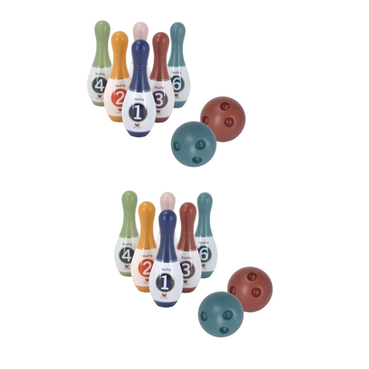 2 Sets Wooden Bowling Ball Toy for Kids - Soft Early Developmental Toy, Plastic Child Bowling Set for Indoor & Outdoor Play - Perfect for Birthday Party Favors, Family Game Night & Preschool Learning Activities