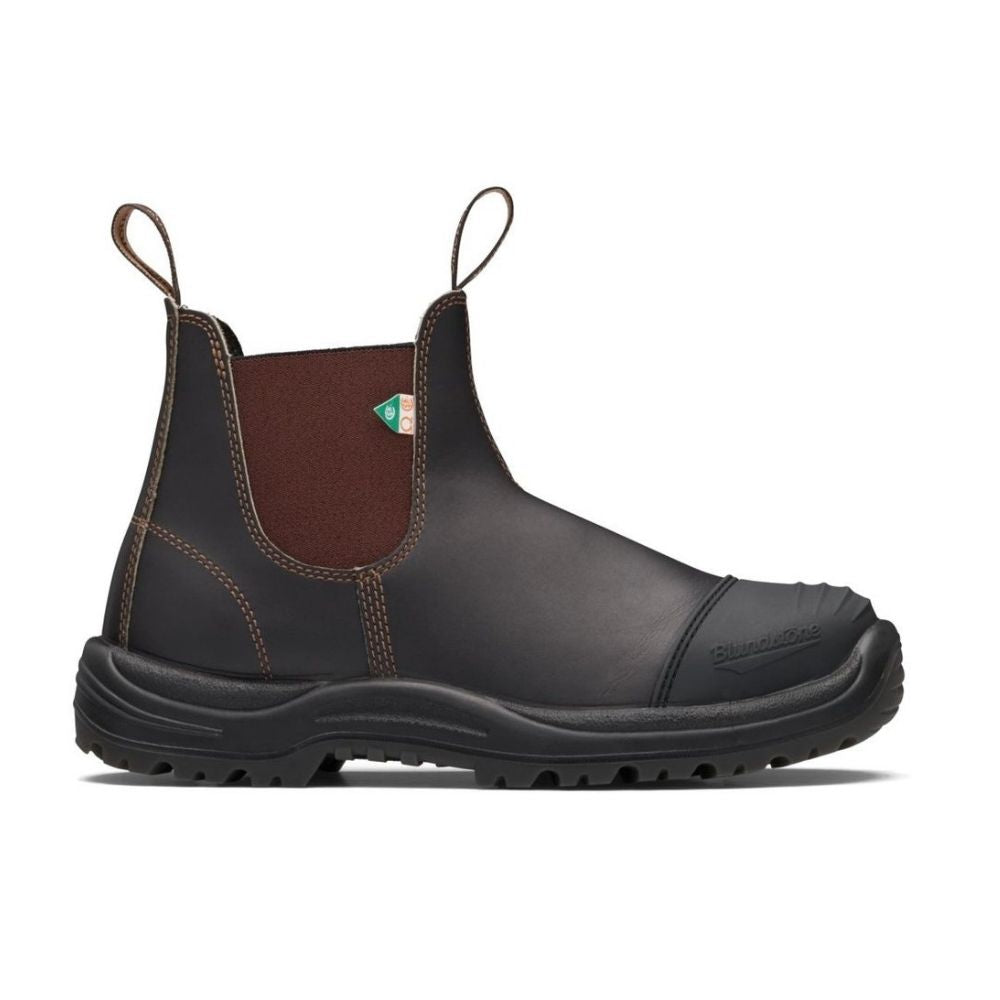 Blundstone 167 Unisex Slip-On Steel Toe Work Boots - Safety Shoes with Rubber Toe Cap, Stout Brown - Perfect for Construction, Warehouse & Outdoor Work