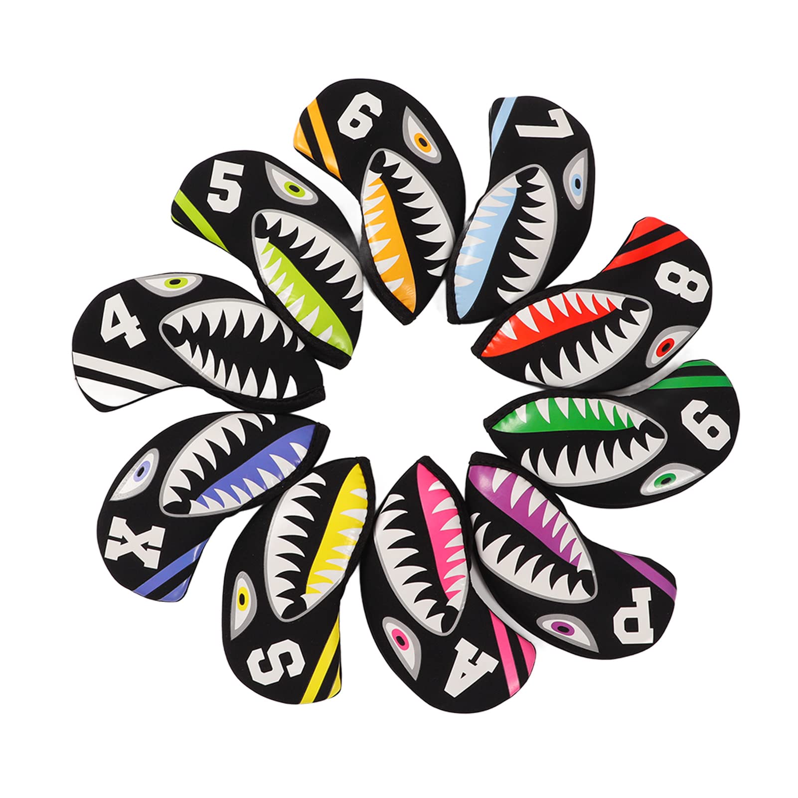 BuyWeek 10Pcs Golf Iron Head Covers - Cartoon Golf Club Protective Covers with Number Markers for Golf Club Protection | Perfect for Golf Course, Driving Range & Travel Storage