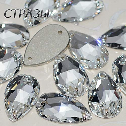 Swarovski Rhinestones Sew On - 6A Quality Tear Drop Strass Stones for Garment & Jewelry Decoration (Fuchsia, 13x22mm, 9pcs) - Perfect for DIY Dresses, Handbags, and Costume Accessories