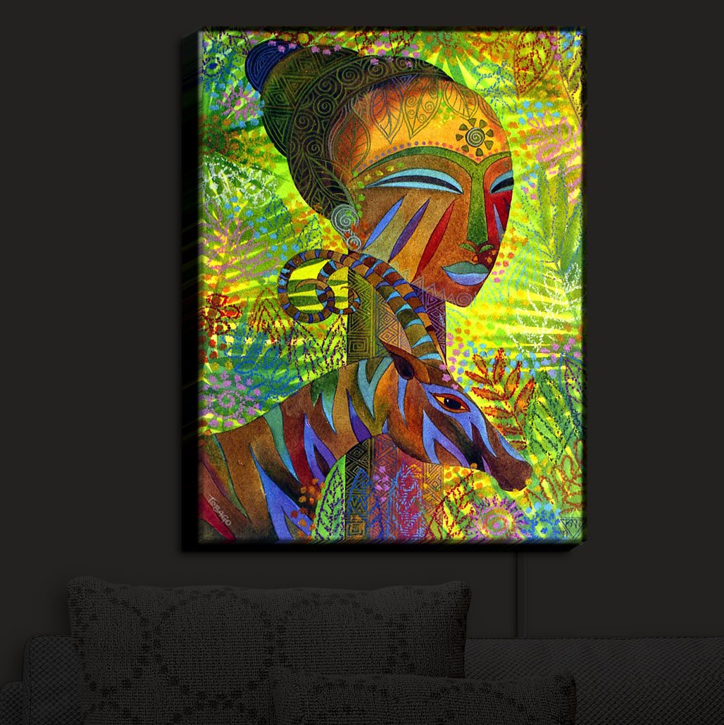Handmade Illuminated Wall Art by DiaNoche Designs - Transformable Daytime Art & Night Light Sconce - Nursery Lighting, African Queens Inspired Wall Lamp for Home Decor | Perfect for Bedrooms, Living Rooms & Nursery Wall Accents