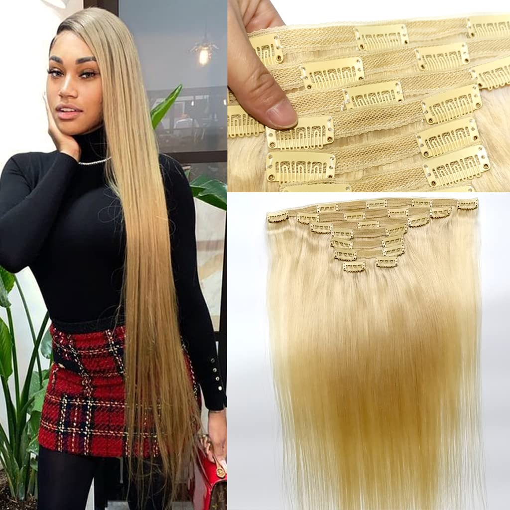 120G 8pcs Human Hair Clip-In Extensions 12