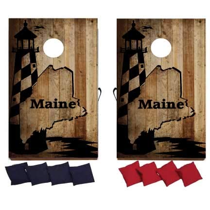 VictoryStore Premium Cornhole Game Set - State of Maine Edition Outdoor Bean Bag Toss Game for Backyard, Tailgating & BBQ Parties - Includes 8 All-Weather Cornhole Bags & Regulation Size Boards - Perfect for Family Gatherings, Camping & Beach Games