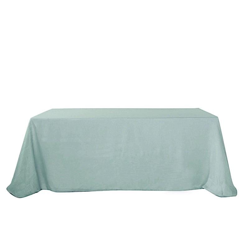 90x132 Inch Rectangular Premium Faux Burlap Polyester Tablecloth - Washable & Wrinkle-Resistant for Dining Tables, Parties, and Home Decor