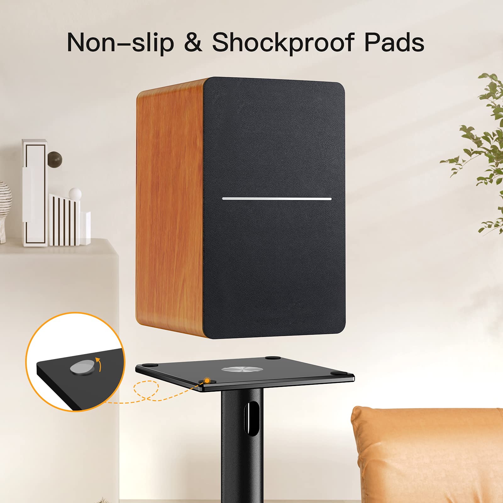 PGTVMC06 Mobile TV Cart Stand for 23-60 Inch TVs with Wheels | PSS6 Universal Bookshelf Speaker Stand | Perfect for Home Theater, Classroom, and Office AV Setup