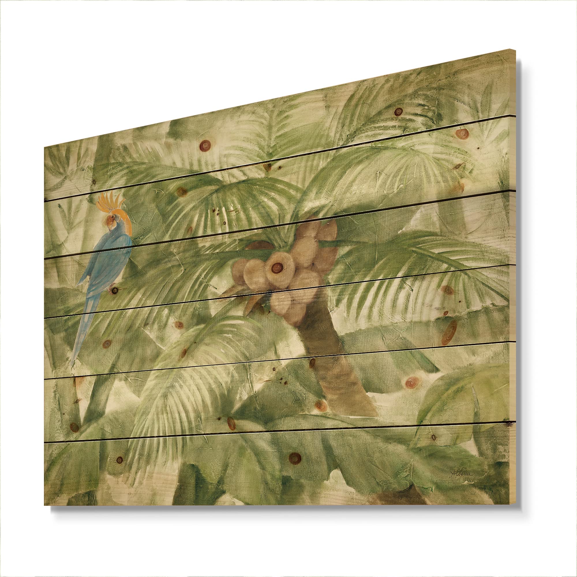 Green Farmhouse Tropical Canopy Wood Wall Decor - Large Floral Pine Wood Wall Art Panel - Perfect for Living Room, Bedroom & Boho Home Decor