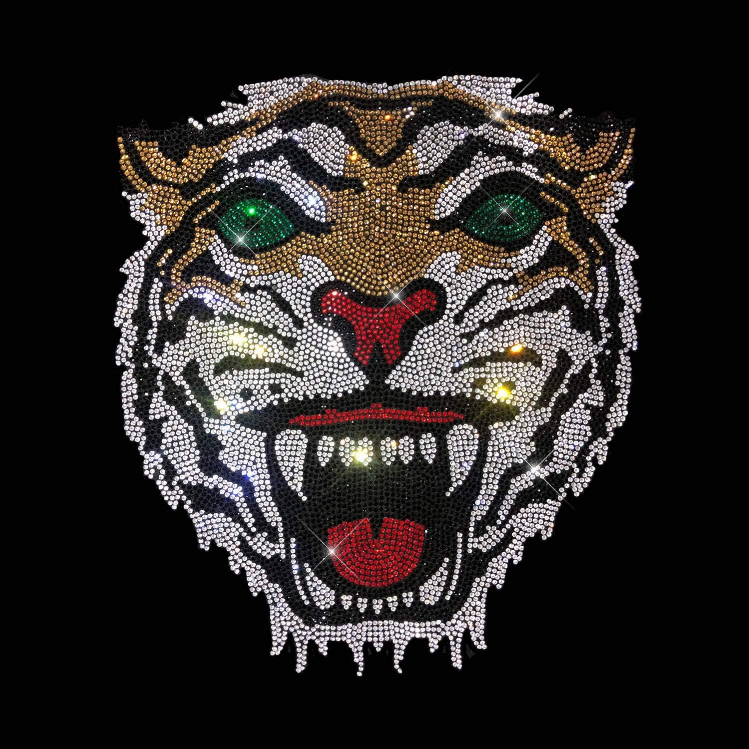 Rhinestop Wild Tiger Iron-on Rhinestone Design for DIY Clothing & Costume Embellishment | Sparkling Rhinestone Patch for Jackets, Jeans, Bags & Dancewear