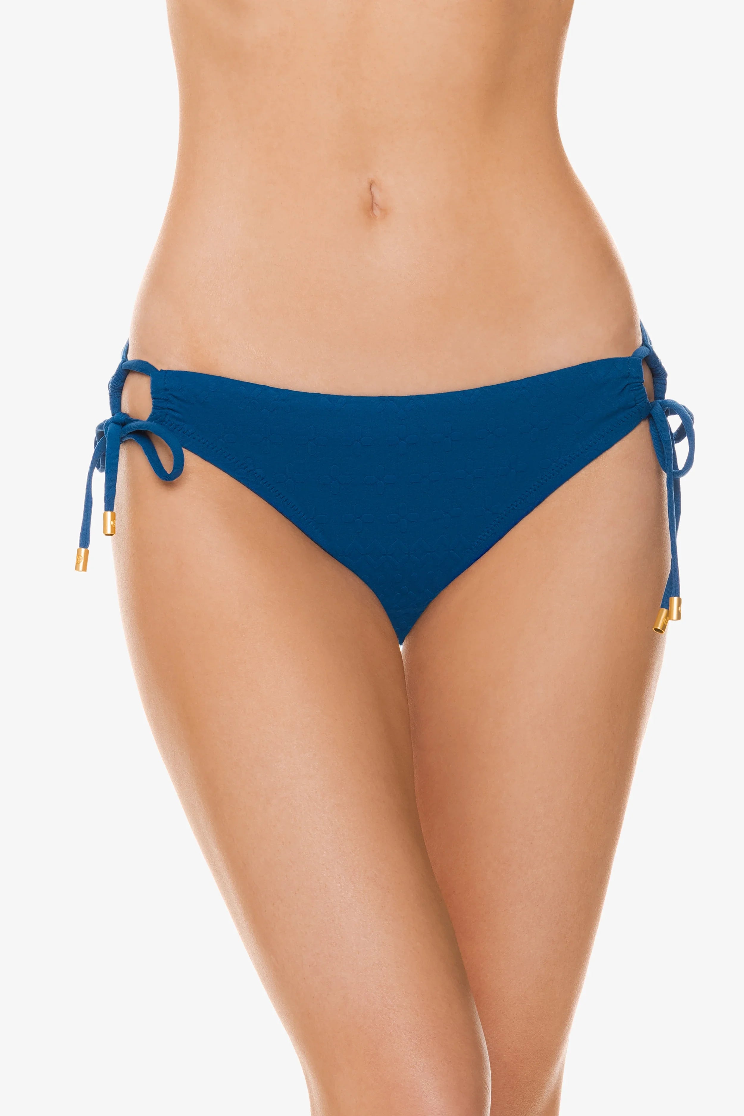 Tunnel Side Hipster Women's Underwear | Jacquard Textured High Waist Panties in Marine Blue - Comfortable for Daily Wear & Yoga