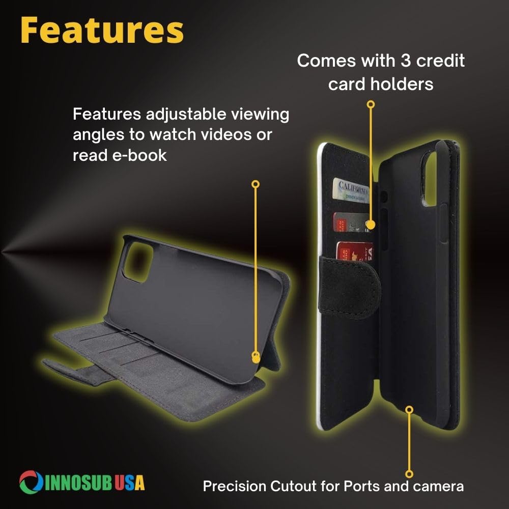 5 Pack Sublimation Wallet Flip Phone Case for Apple iPhone 12 Pro MAX (6.7 Inch) - Blank Printable Phone Cover with 3 Credit Card Slots | Perfect for DIY Customization, Gift Giving & Everyday Use
