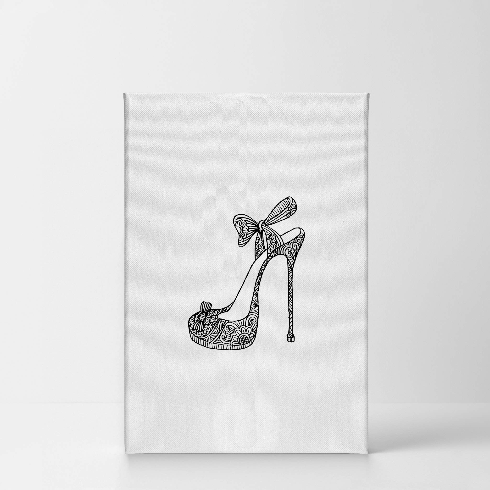 Black and White High Heels Floral Canvas Wall Art - Modern Fashion Print for Office, Bathroom, Teen Girls Room & Women's Dorm Decor - Ready to Hang 40x30 - Perfect for Living Room, Bedroom & Home Wall Decoration