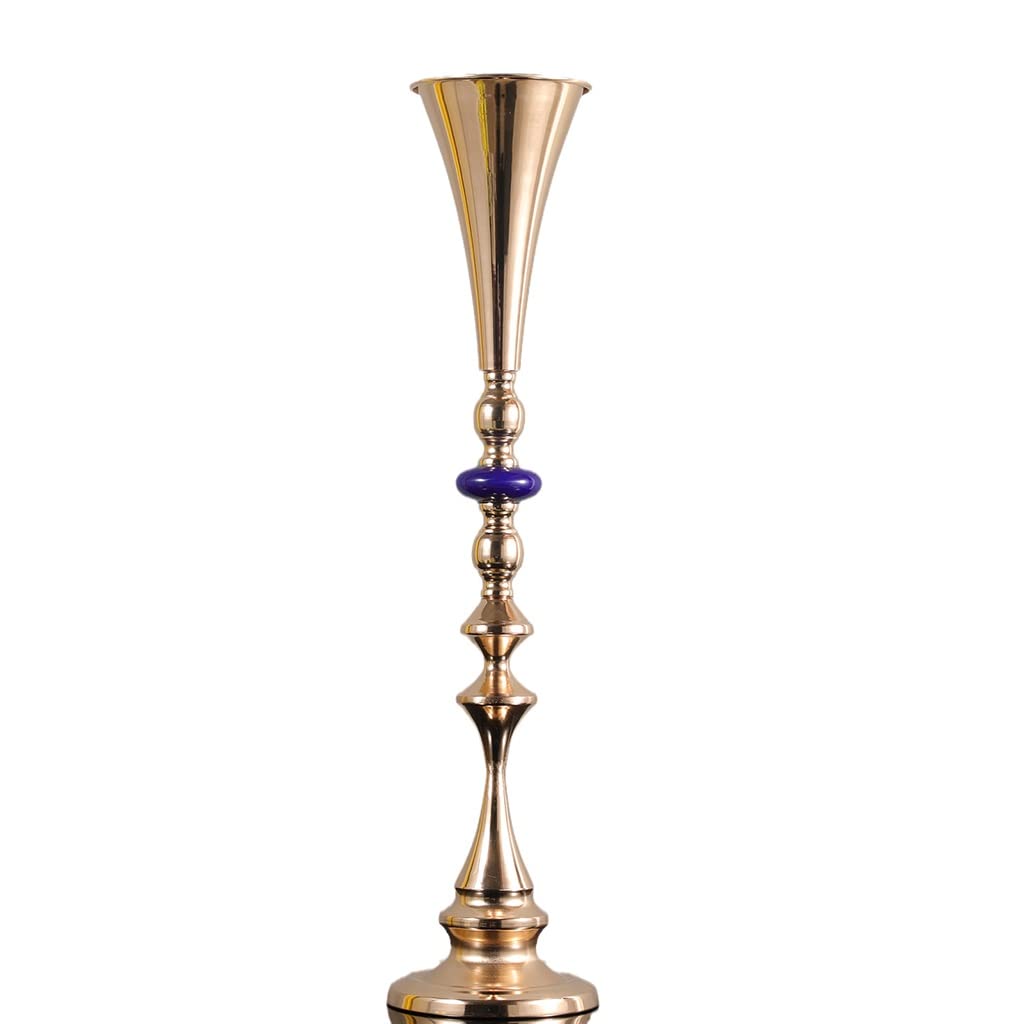 European-Style Wrought Iron Electroplated Gold & Blue Crystal Candle Holder - Elegant Home Decor for Wedding, Party, Hotel, and Romantic Dinner Lighting Decorations