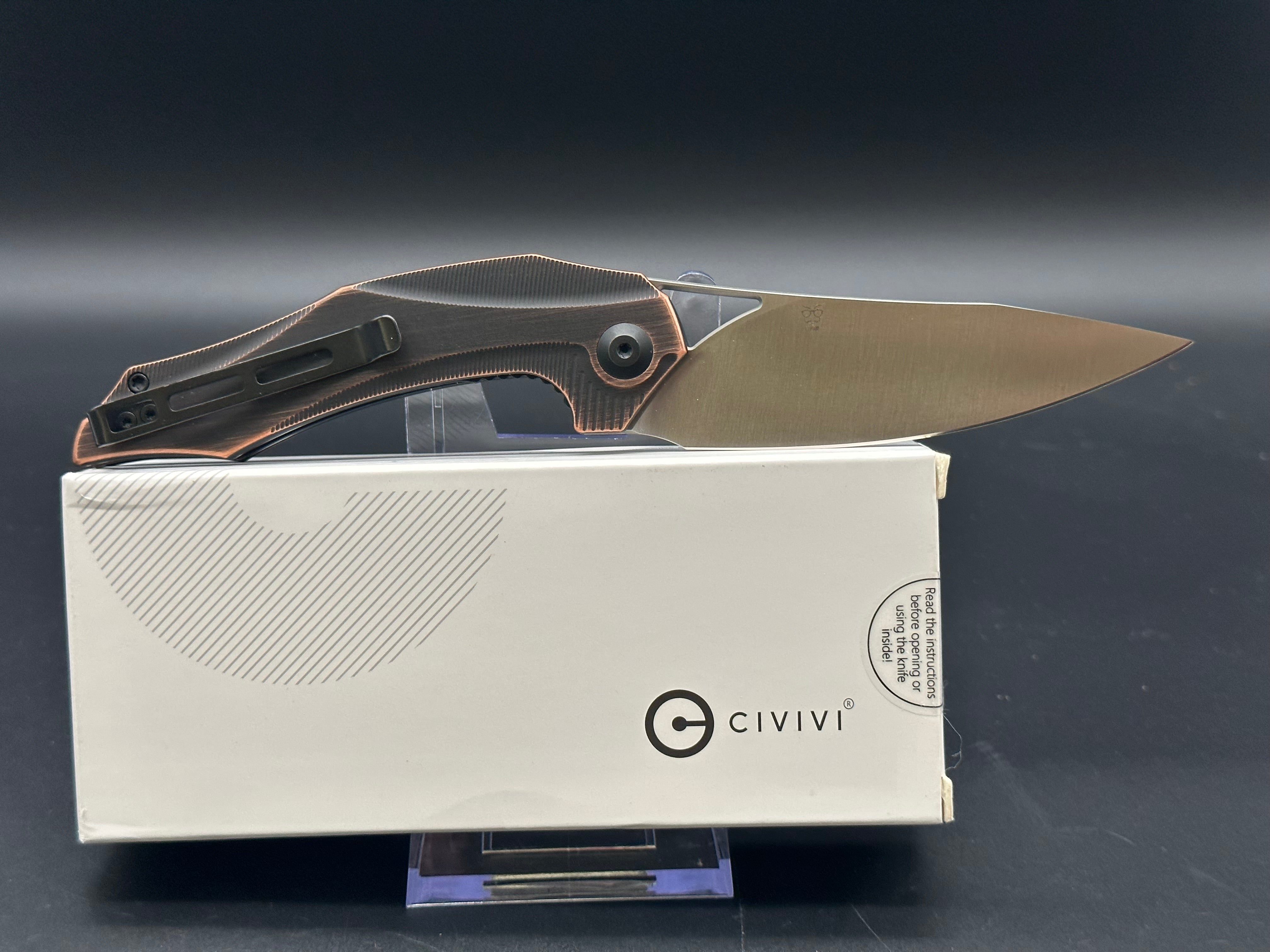 Civivi Plethiros Folding Knife - Black Hand-Rubbed Copper Scales | EDC, Outdoor, Camping & Everyday Carry Pocket Knife