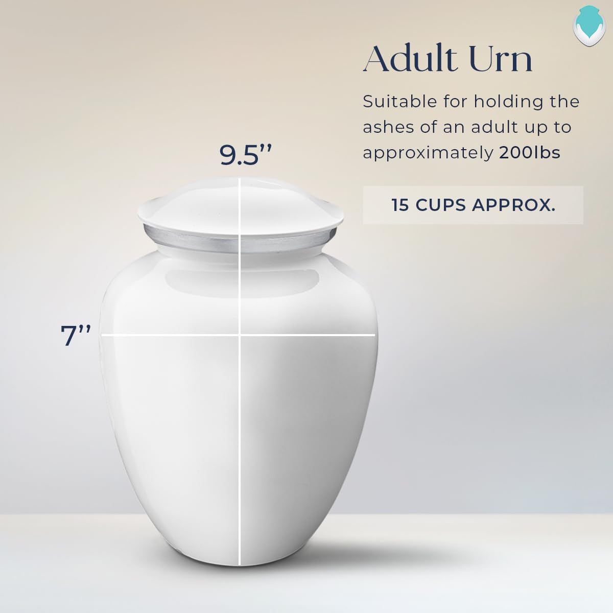 Elegant White Cremation Urn for Ashes - Personalized Double Side Engraved Funeral Urn for Adults, Men & Women - Holds 200 lbs - Perfect for Memorial Services & Home Display