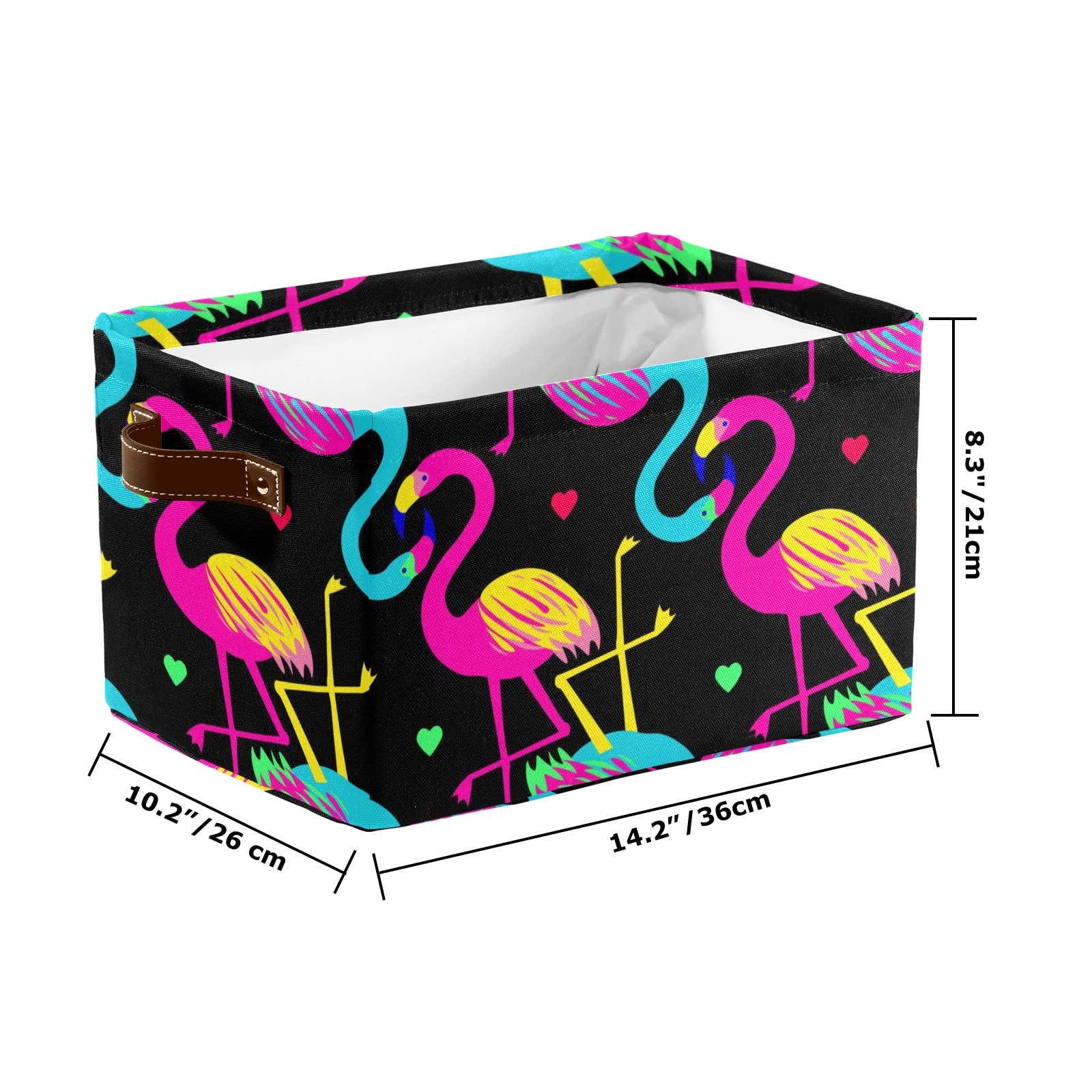 Collapsible Storage Bin with Handle - Tropical Hawaiian Flamingo Design, Foldable Organizer Basket for Clothes, Toys, Pet Supplies & Nursery Items | Perfect for Closet, Bedroom, Kids Room & Home Organization