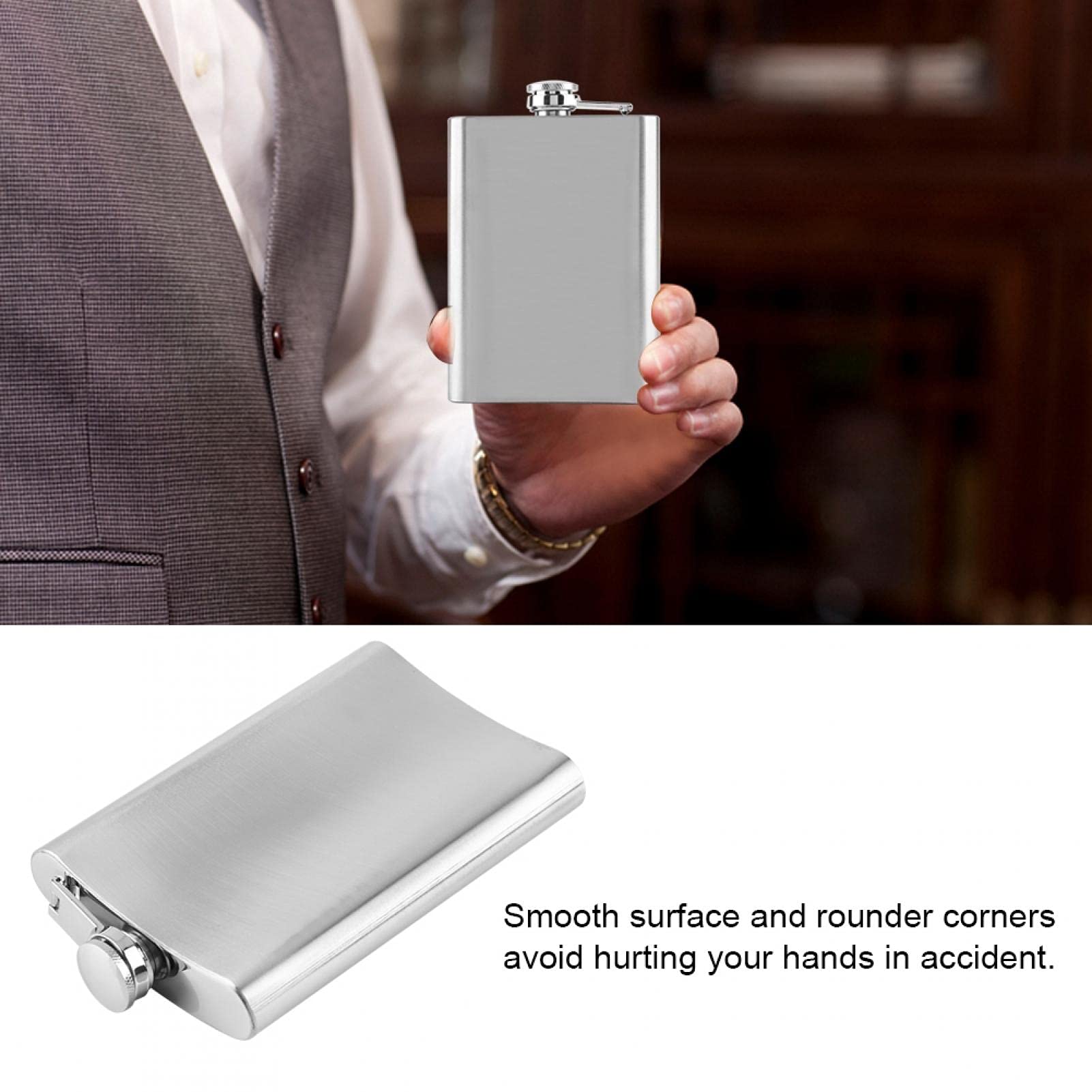 Stainless Steel Liquor Flask Funnel - 10 oz Pocket Whiskey Flask for Alcohol, Wine & Liquor - Perfect for Outdoor Adventures, Camping, Travel & Gifts