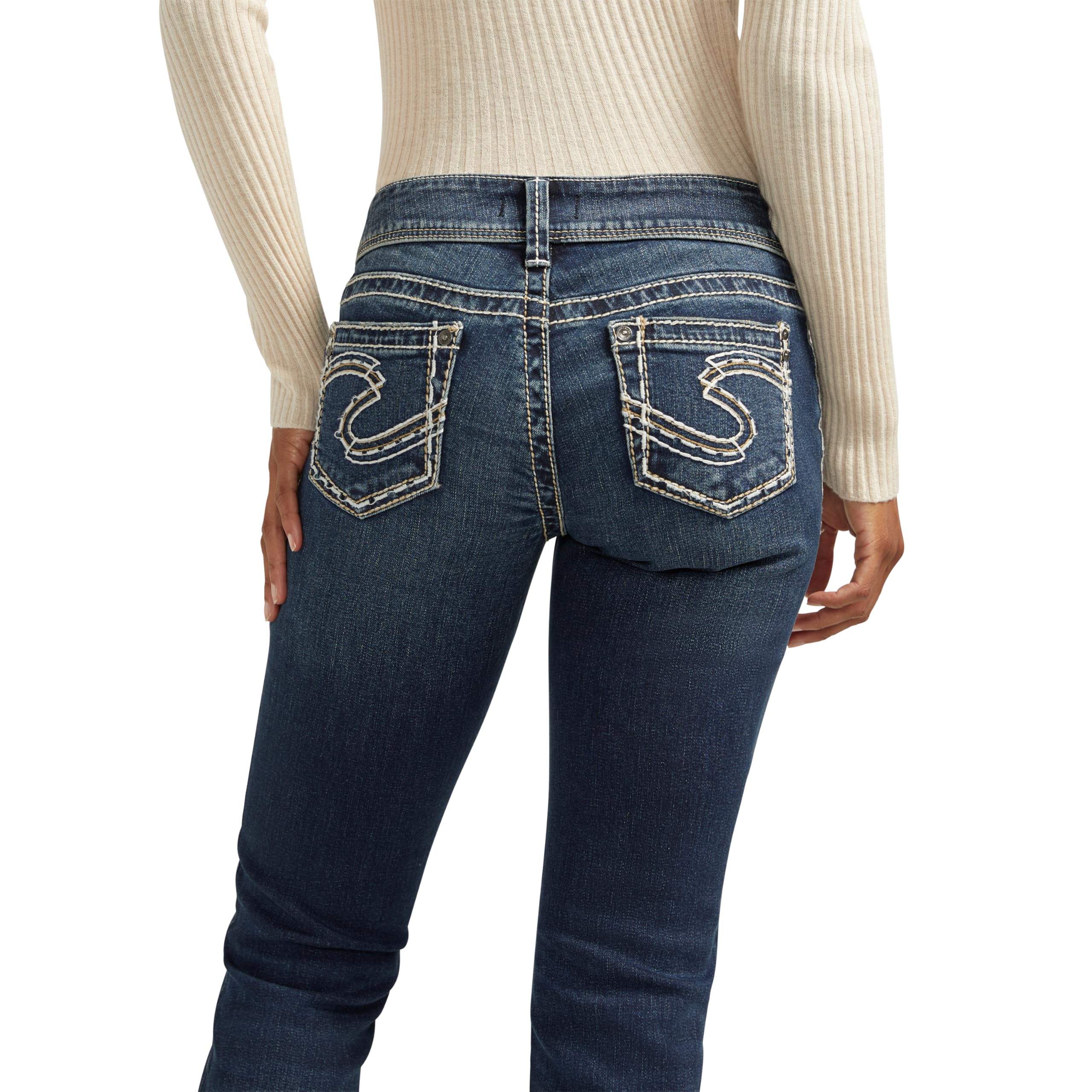 Silver Jeans Co. Women's Suki Mid Rise Curvy Fit Bootcut Jeans - Indigo Wash Denim Pants for Plus Size | Comfortable & Flattering for Work, Casual Outfits and Night Out