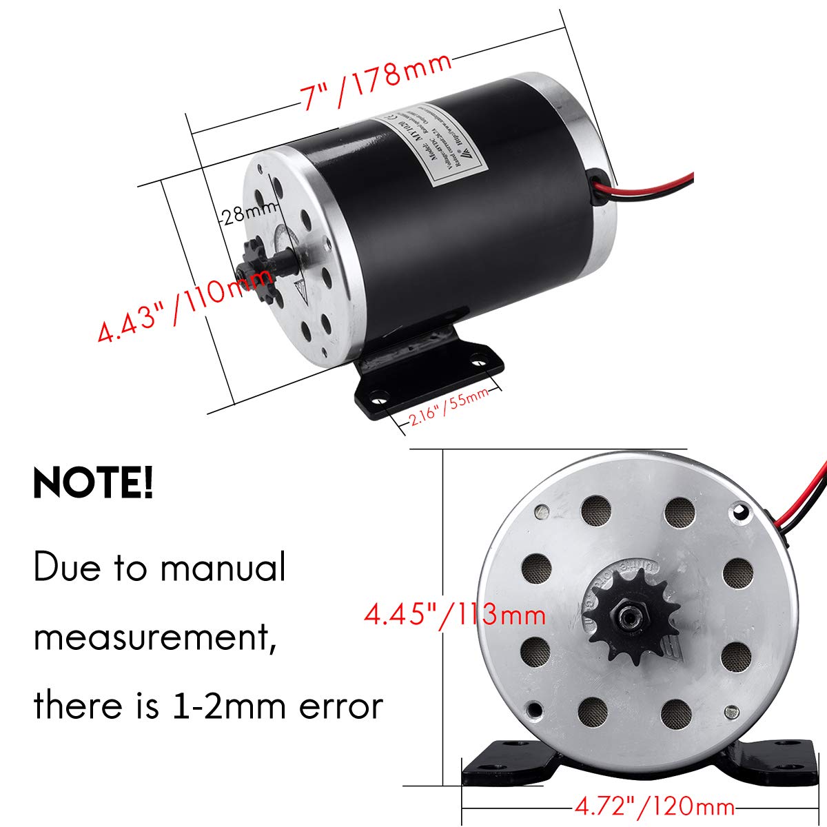 48V 1000W Brushed DC Motor Kit - High Speed Electric Motor with DC Brush Controller, Throttle & Ignition Lock for Dirt Bike, eBike, ATV, Go Kart, Moped - Perfect for Off-Road Adventures & DIY Electric Vehicle Projects