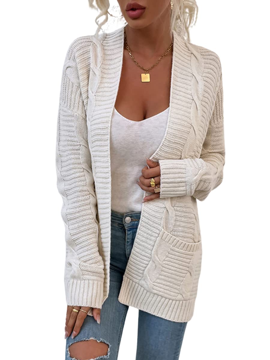 Women's Long Sleeve Mid-Length Cardigan Sweater - Dinazah Cozy Knit Wrap for Fall & Winter | Perfect for Office, Casual Outfits & Layering