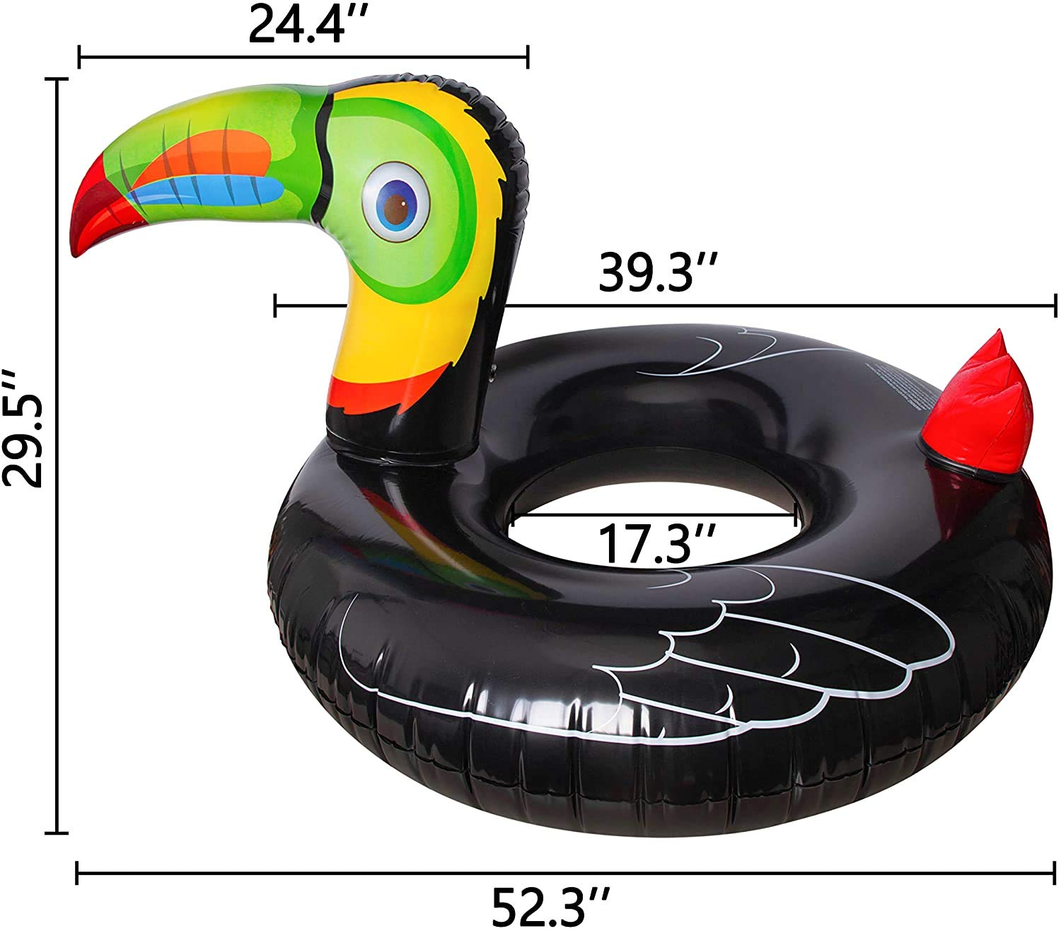 Geefuun Tropical Toucan Inflatable Pool Float - Hawaiian Luau Themed Ride-On Swimming Ring for Kids & Adults | Perfect for Beach Parties, Pool Relaxation & Summer Water Fun