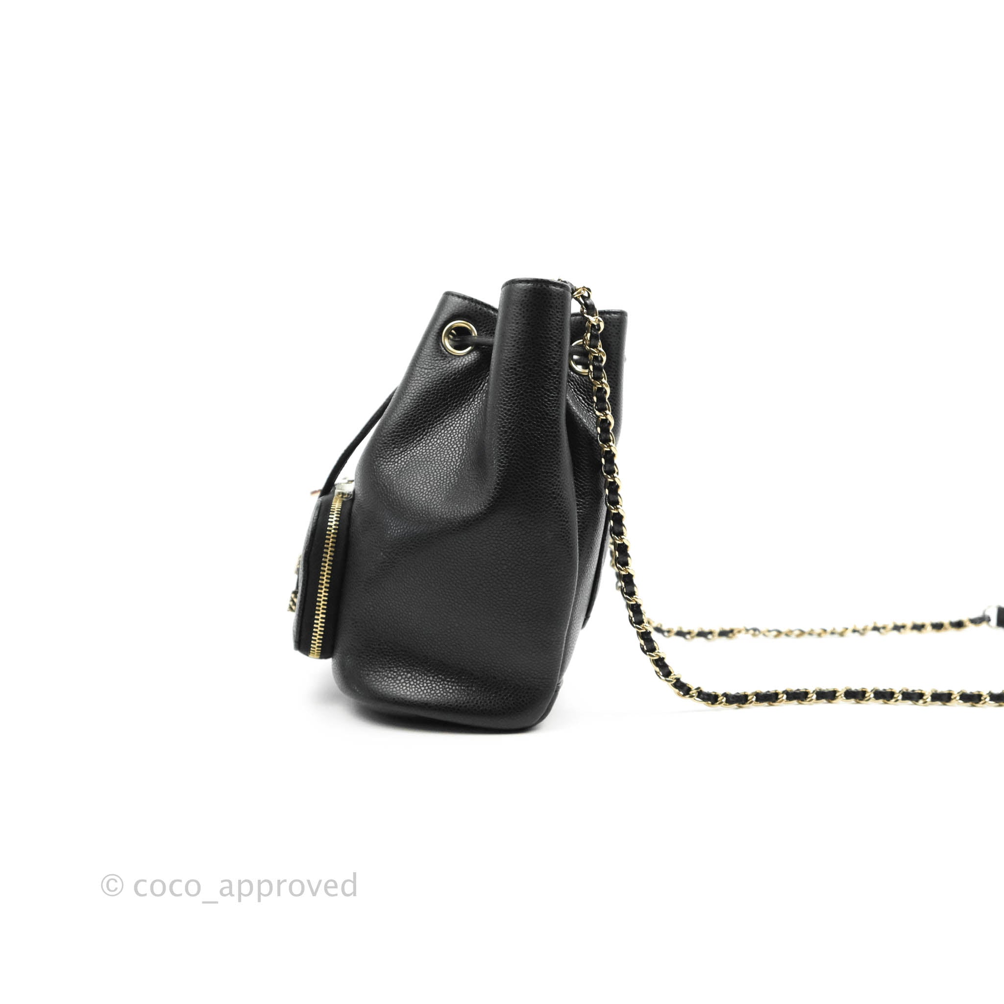 Chanel Business Affinity Drawstring Bucket Bag - Black Caviar Leather with Gold Hardware (21P Collection) | Luxury Crossbody Handbag for Work, Travel & Everyday Use