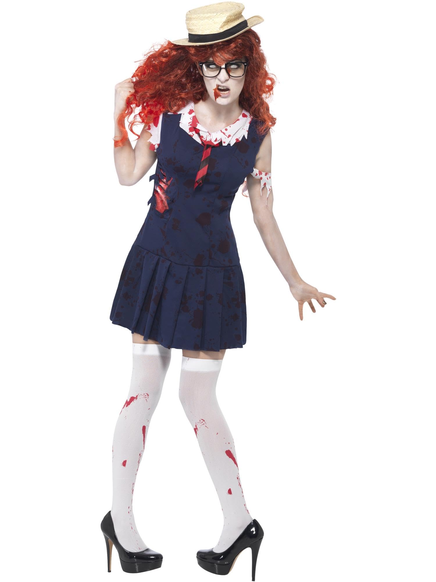 Smiffys Women's High School Horror Zombie Costume - Scary Halloween Outfit for College Student Party & Cosplay