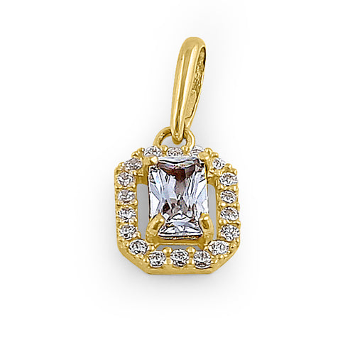 14K Solid Yellow Gold Emerald Cut Cubic Zirconia Pendant Necklace - Elegant Jewelry Gift for Women, Perfect for Weddings, Anniversaries & Special Occasions